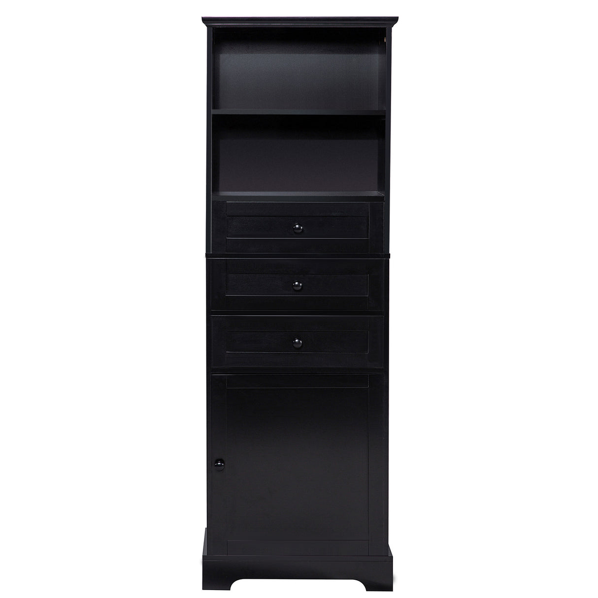 Black high storage cabinet with 3 drawers and adjustable shelves, MDF board painted - V.I.P Digital Presence