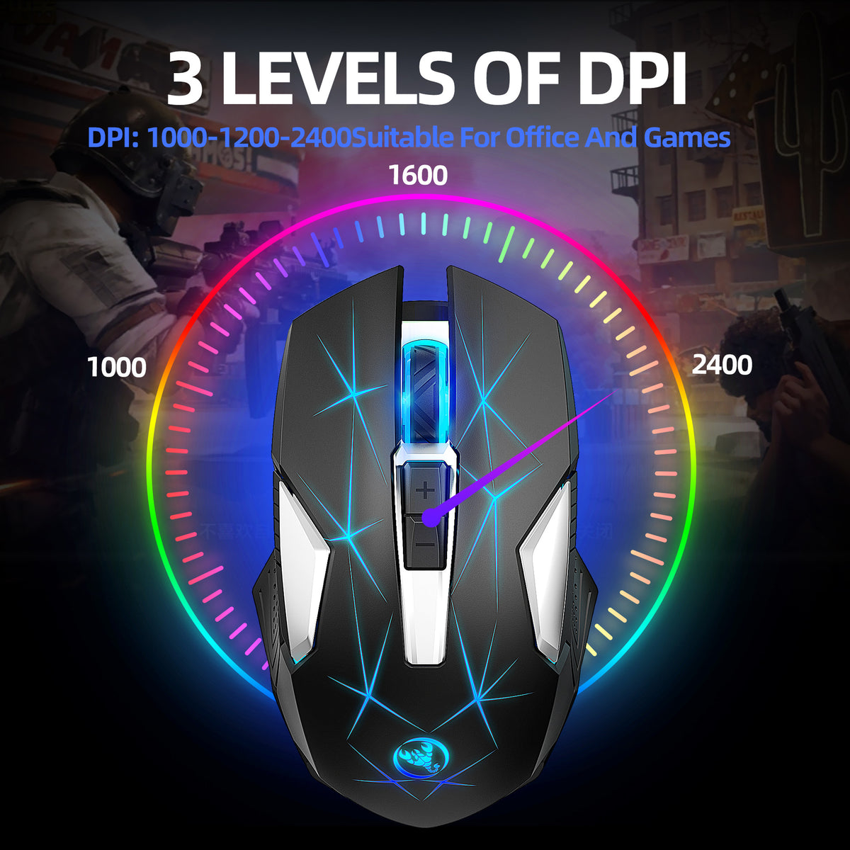 Wireless 2.4G Mouse, Home Office Business Laptop, 7-Color Colorful Backlight Mouse - V.I.P Digital Presence