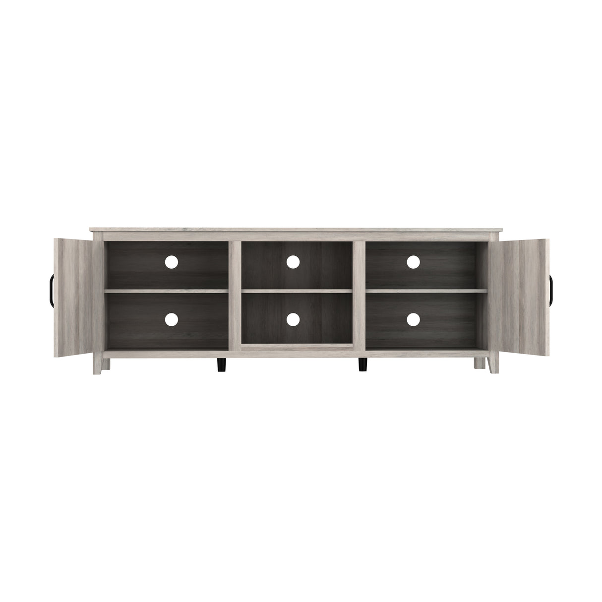 TV Stand Storage Media Console Entertainment Center With Two Doors, Grey Walnut - V.I.P Digital Presence