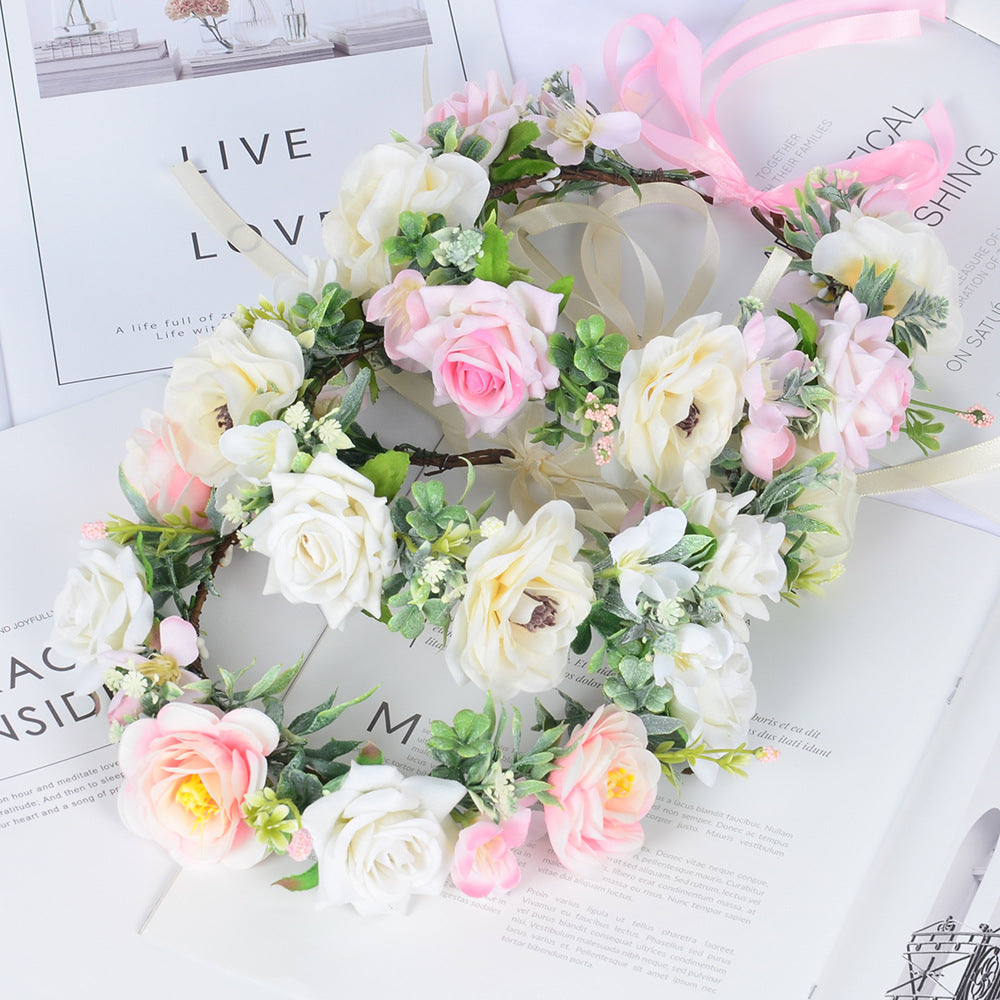 Simulated Rose Blossoms Adjustable Headwear Wreath Bridal Fairy Princess Birthday Performance Headwear - V.I.P Digital Presence