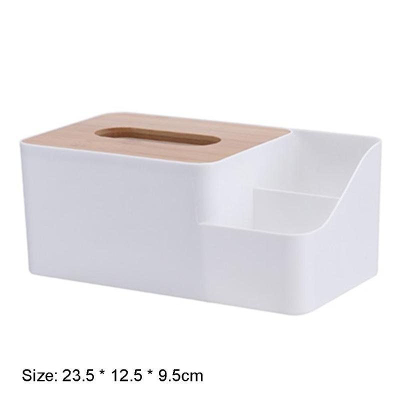 Multi-functional Plastic Tissue Box with Bamboo Wooden Cover Phone Slot Home Kitchen Napkin Case Holder Storage Decoration - V.I.P Digital Presence