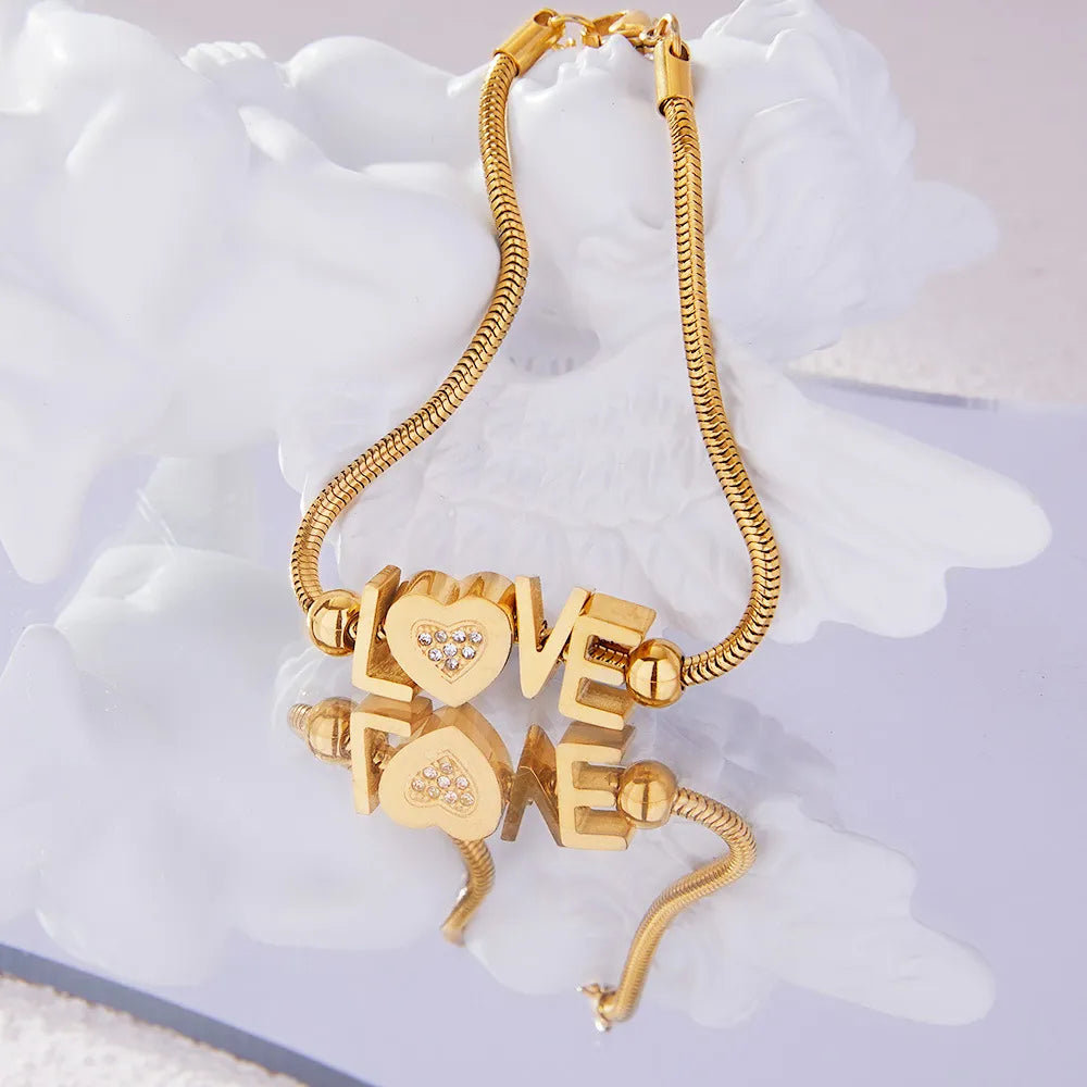 Titanium Steel Rhinestone Letter Bracelet - V.I.P Digital Presence