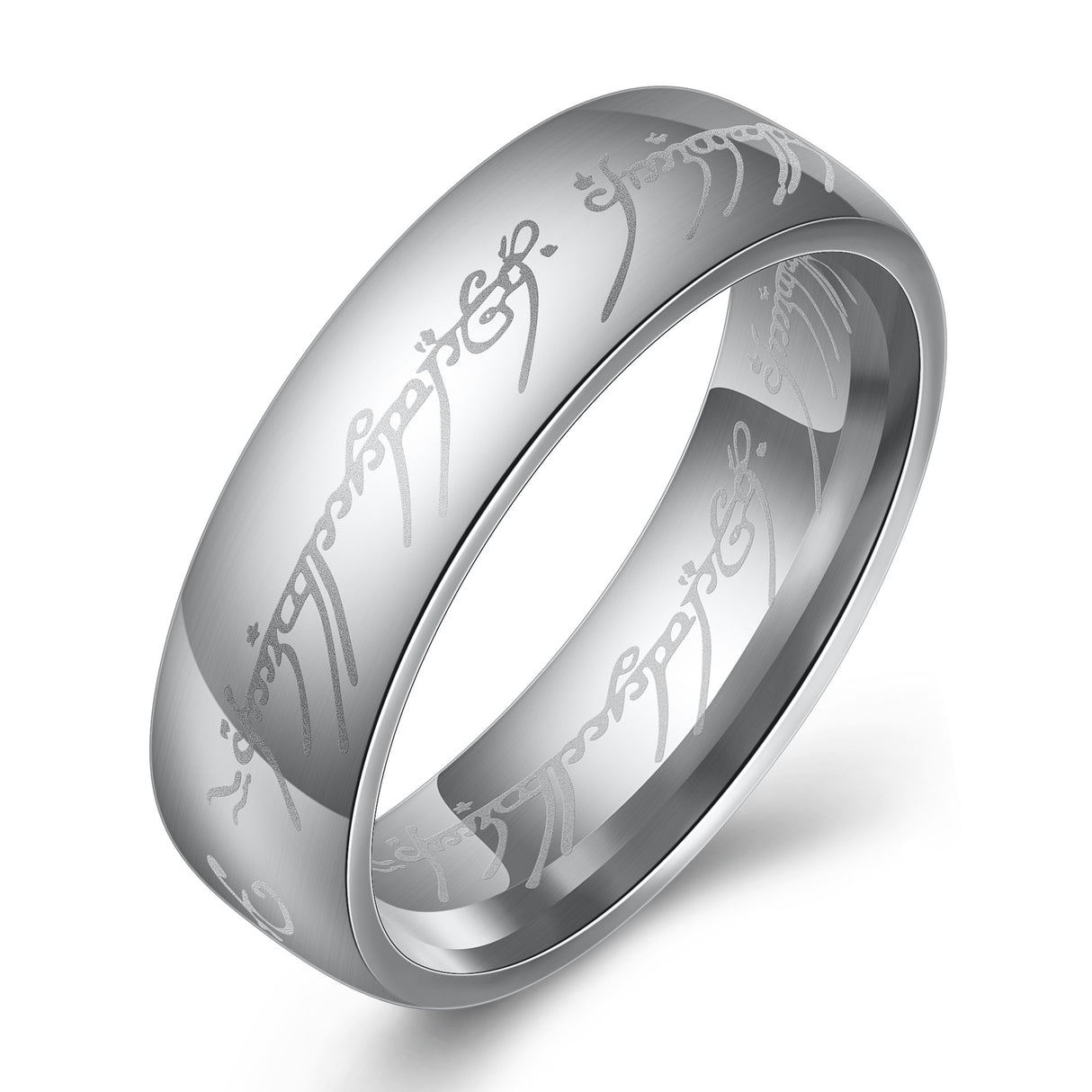 European and American movie peripheral laser Arabic font ring The Lord of the Rings stainless steel 6MM ring personality - V.I.P Digital Presence