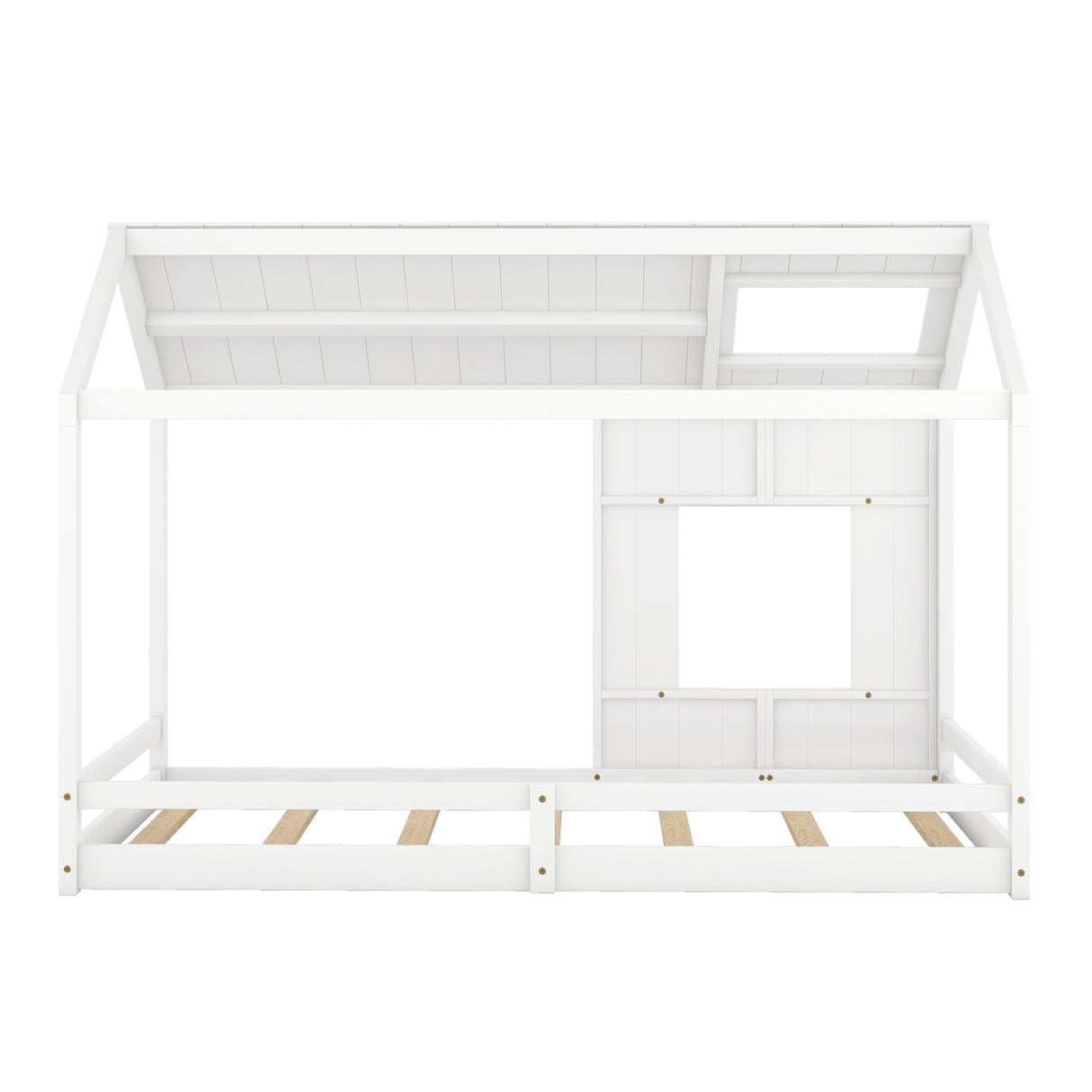 Twin Size House Bed with Roof and Window - White - V.I.P Digital Presence
