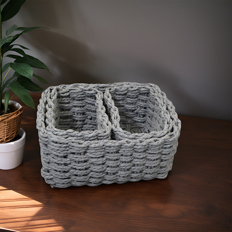 3-Piece Handmade Straw-Woven Paper-Rope Storage Baskets (Decorative & Office Use) - V.I.P Digital Presence