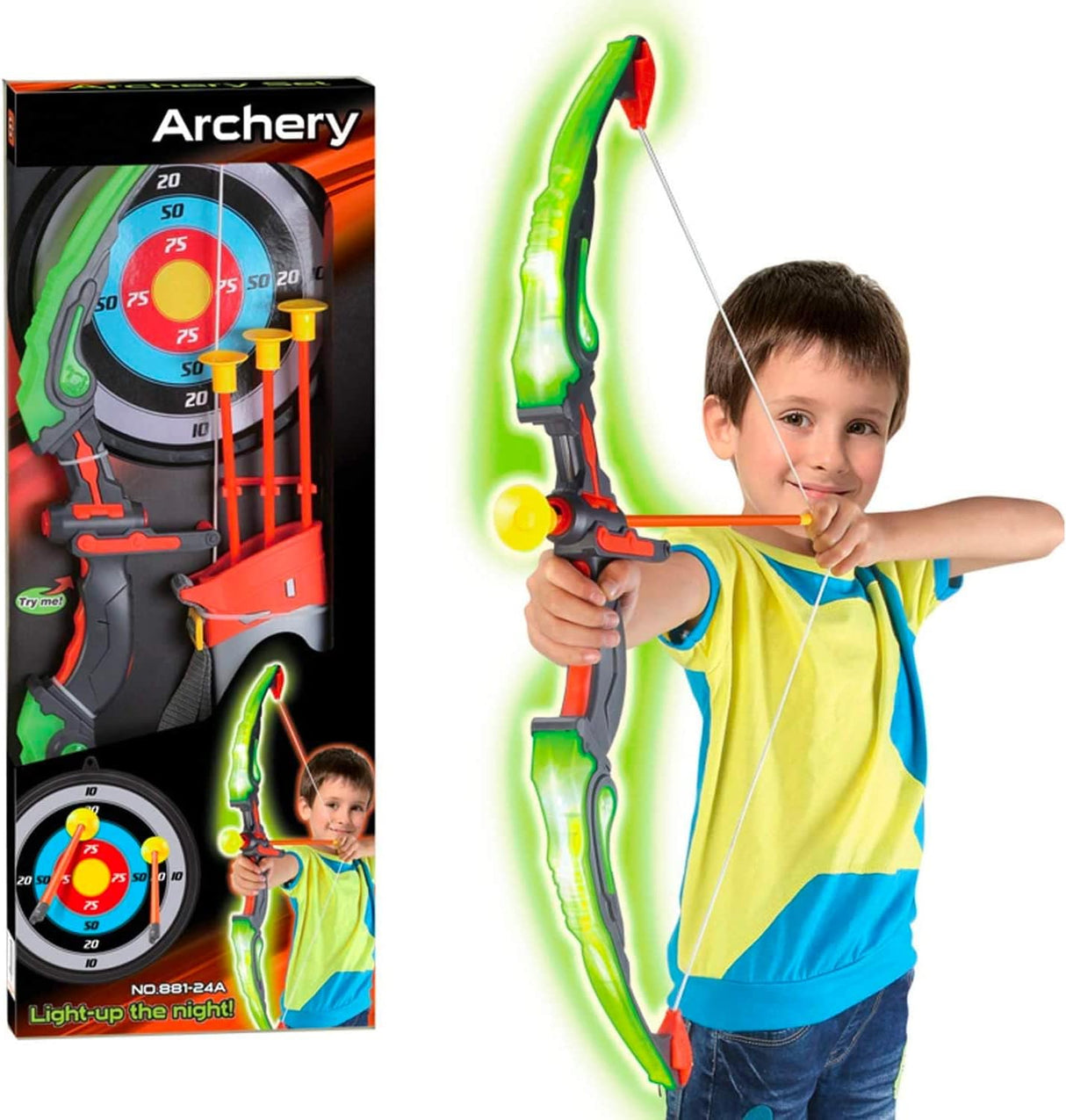 1-piece set of children's archery and target, suction cup toy arrow and barrel, LED luminous children's archery set toy, suitabl - V.I.P Digital Presence