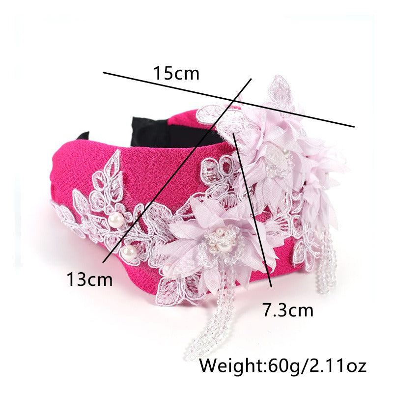 Fashionable handmade embroidery three-dimensional simulation crystal flower hair hoop - V.I.P Digital Presence