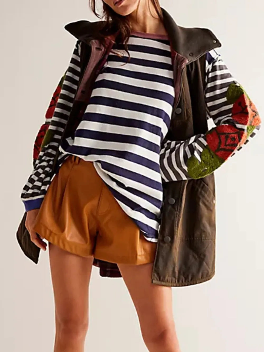 Striped Round Neck Long Sleeve Sweatshirt - V.I.P Digital Presence