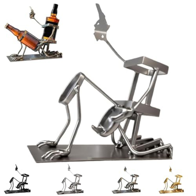 Skull 2-in-1 Bottle Stand: Holds Coke & Wine, Metal Skeleton Holder – Fun Bar Decor - V.I.P Digital Presence