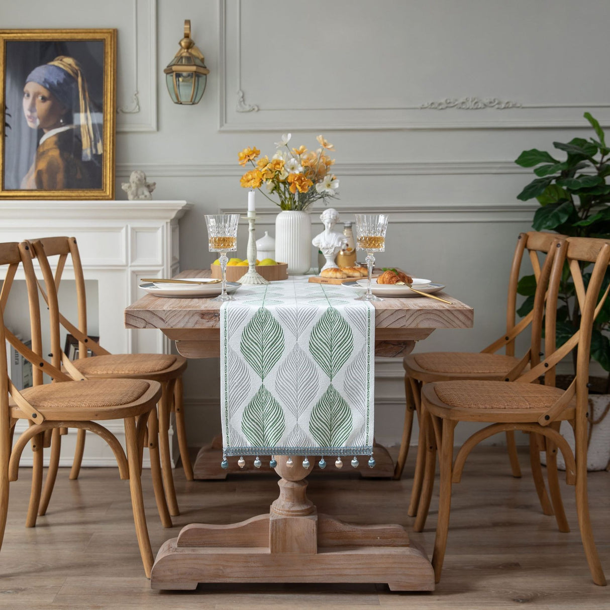 Jacquard table flag small fish green contrasting color dining table fabric holiday coffee table bed flag TV cabinet - V.I.P Digital Presence