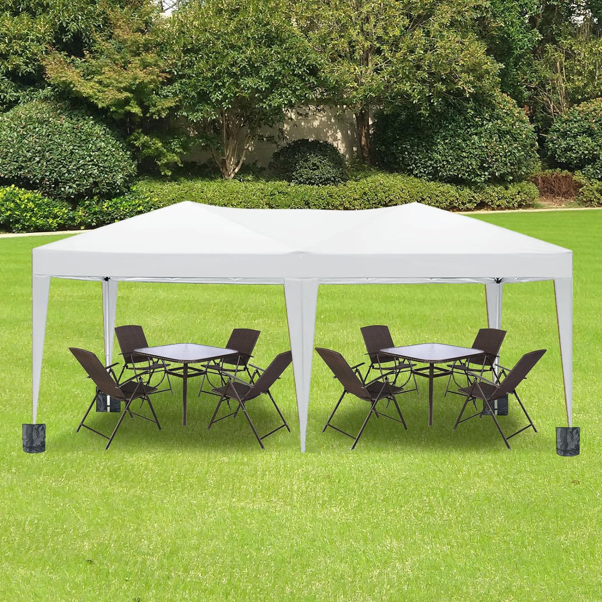 10'x20 'folding canopy with 6 detachable side walls outdoor activity shelters UPF 50+terrace portable tent (white) - V.I.P Digital Presence