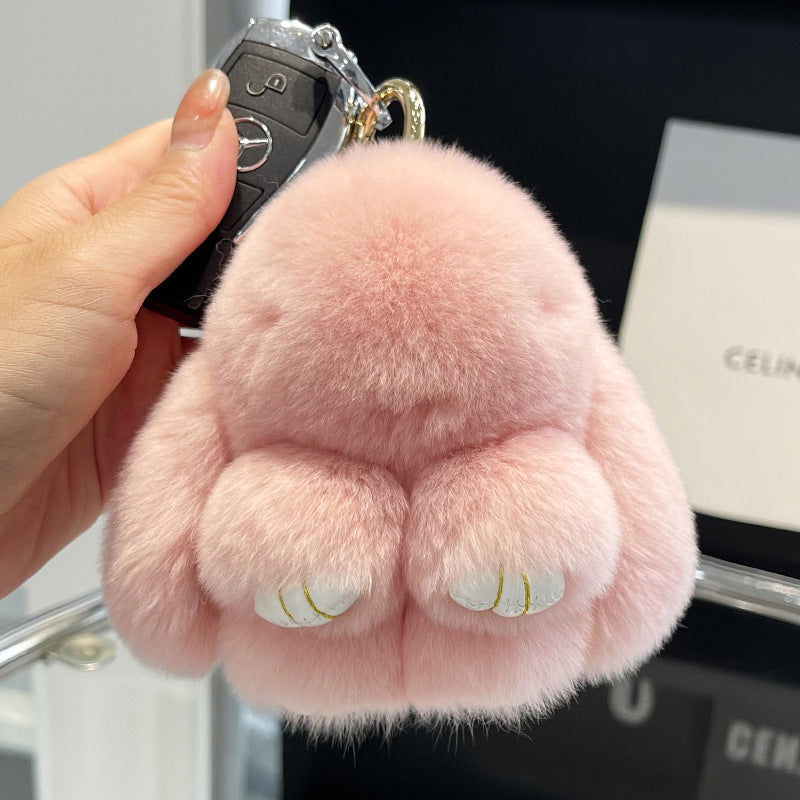 Cute Rex Rabbit Fur Doll Bunny Car Keychain Pendant Mini Bag Plush Dead Ornament Rabbit - V.I.P Digital Presence