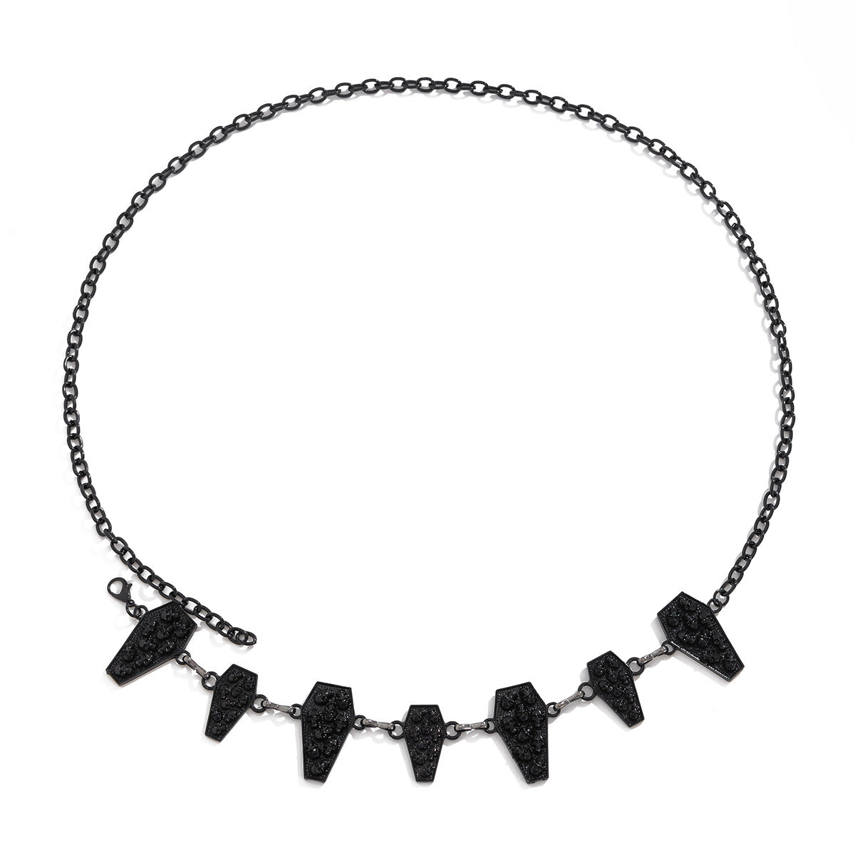 Dark style skull cross body chain, retro carved alloy single circle waist chain - V.I.P Digital Presence