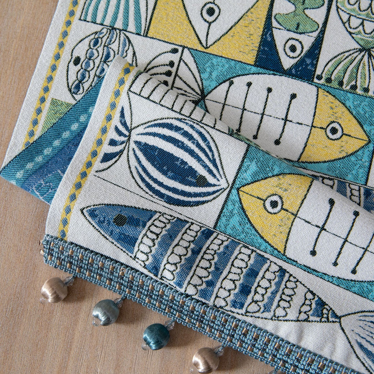 Jacquard table flag small fish green contrasting color dining table fabric holiday coffee table bed flag TV cabinet - V.I.P Digital Presence