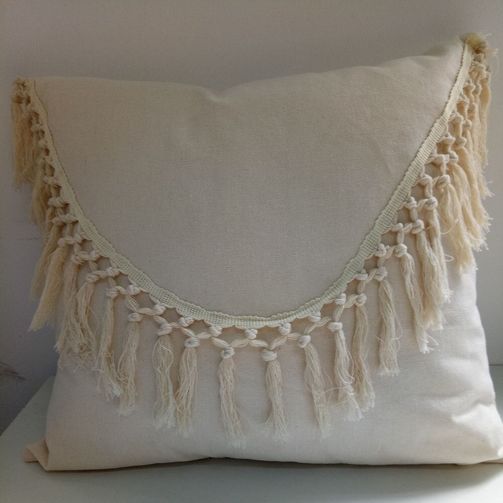 Tassels Cushion Cover 45x45cm Beige White Pillow Covers Decorative Pillow Case Square Home Boho Decor Macrame Pillowcase - V.I.P Digital Presence