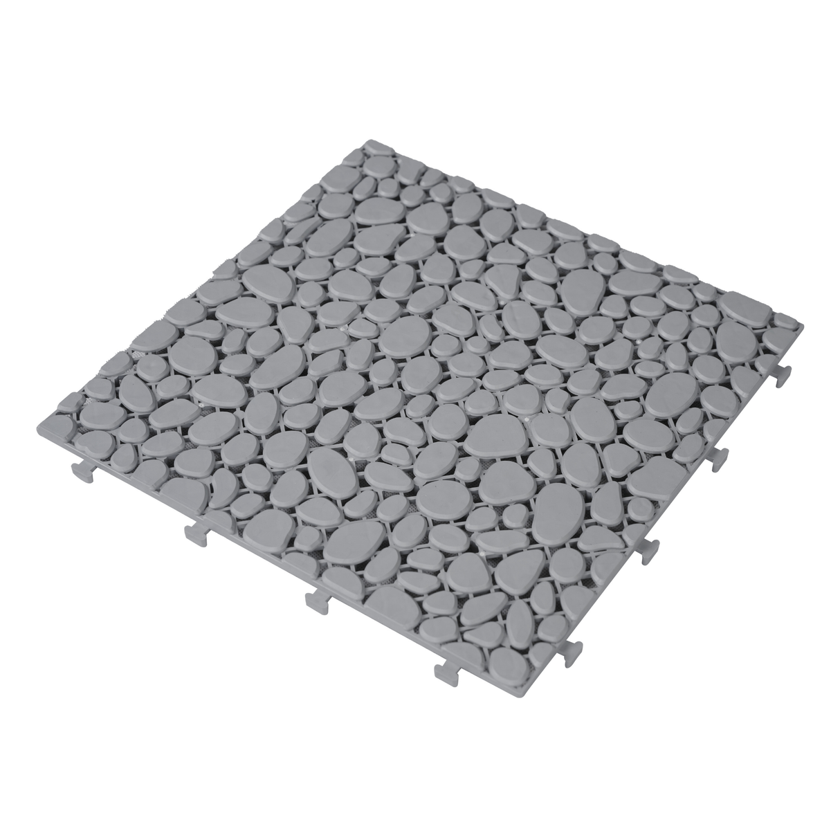 12 x 12 inch gray interlocking deck tiles, plastic waterproof pebble pattern, pack of 12 pieces - V.I.P Digital Presence