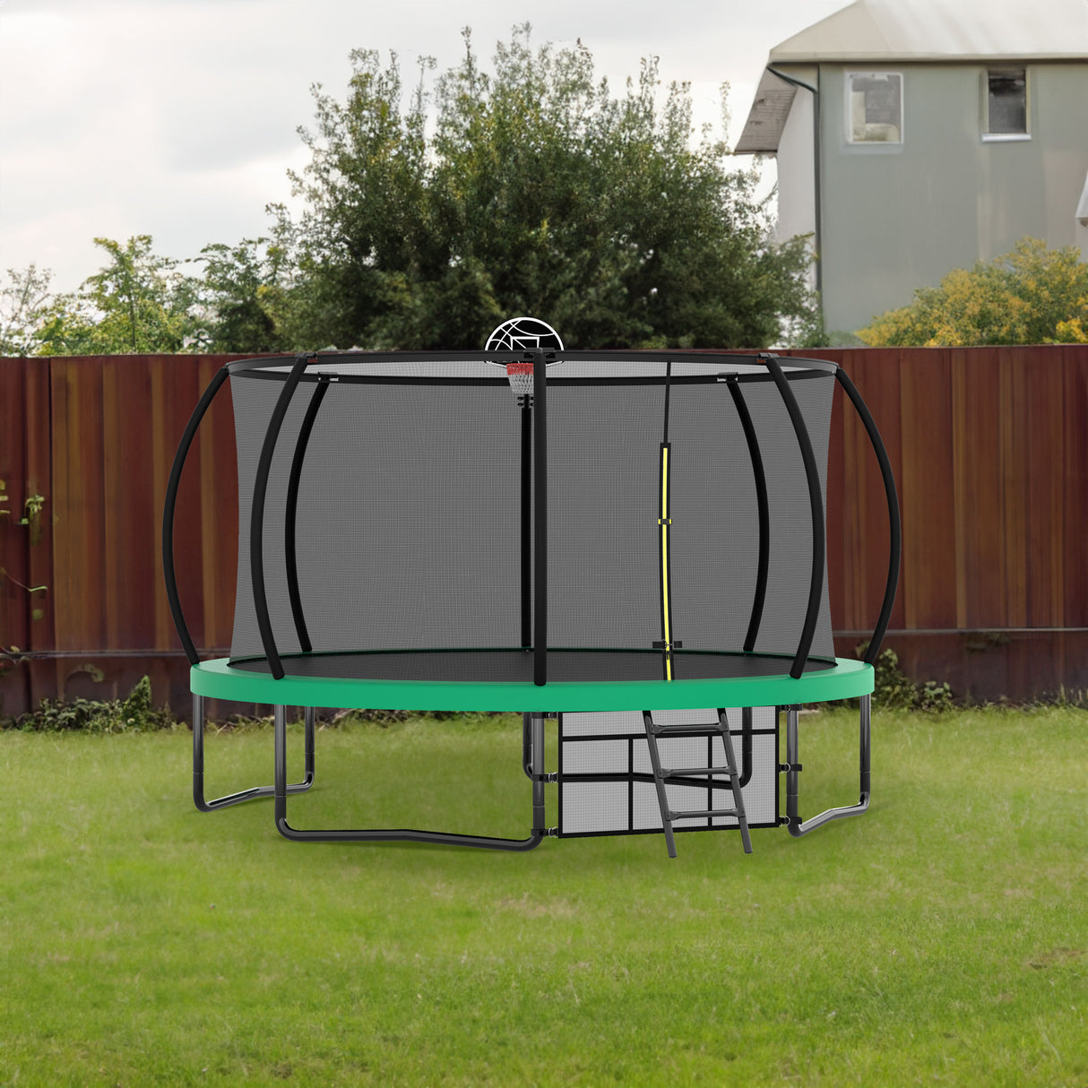 12FT Recreational Kids Trampoline with Safety Enclosure Net & Ladder, Outdoor Recreational Trampolines - V.I.P Digital Presence