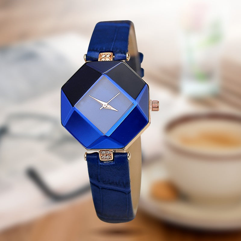Women Watches Gem Cut Geometry Crystal Leather Quartz Wristwatch Fashion Dress Watch Ladies Gifts Clock Relogio Feminino 5 color - V.I.P Digital Presence