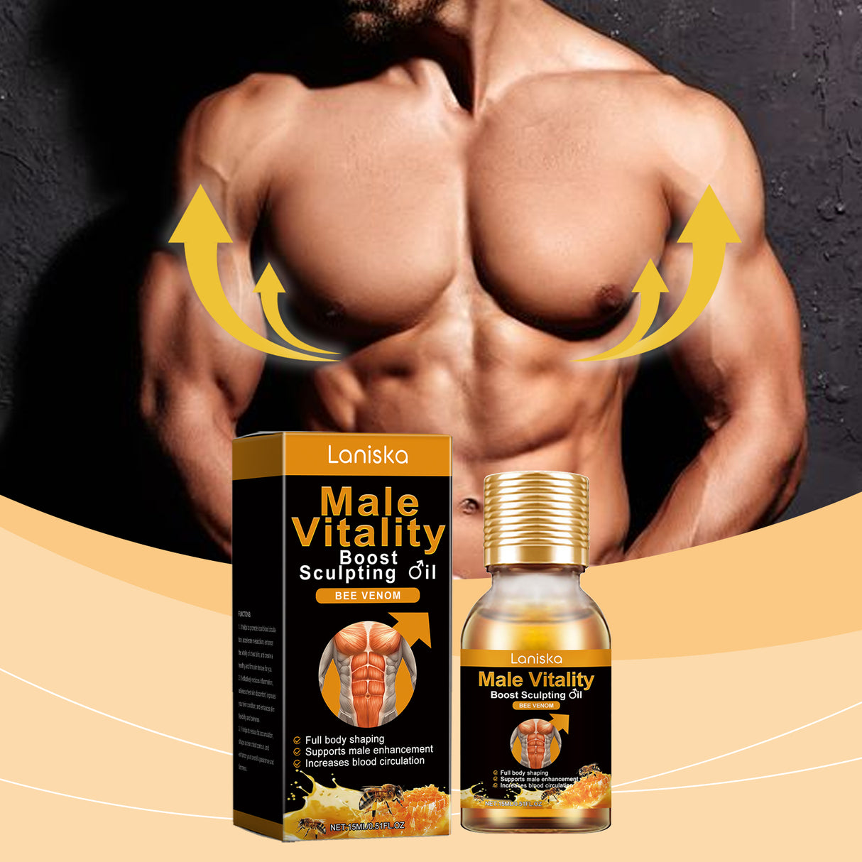 Men's Chest Care Oil Tightens Skin Body Care Improves Chest Contours Massage Essential Oil - V.I.P Digital Presence