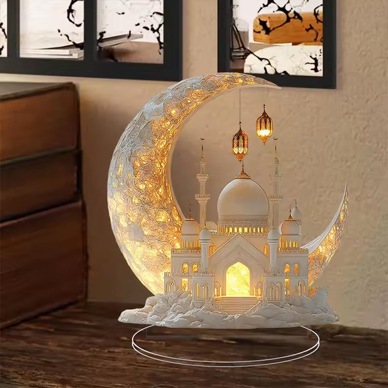 2025 Ramadan 2D Acrylic Moon - Castle Ornament. Eid Al - fitr Decoration, Muslim Home & Party Gift. - V.I.P Digital Presence
