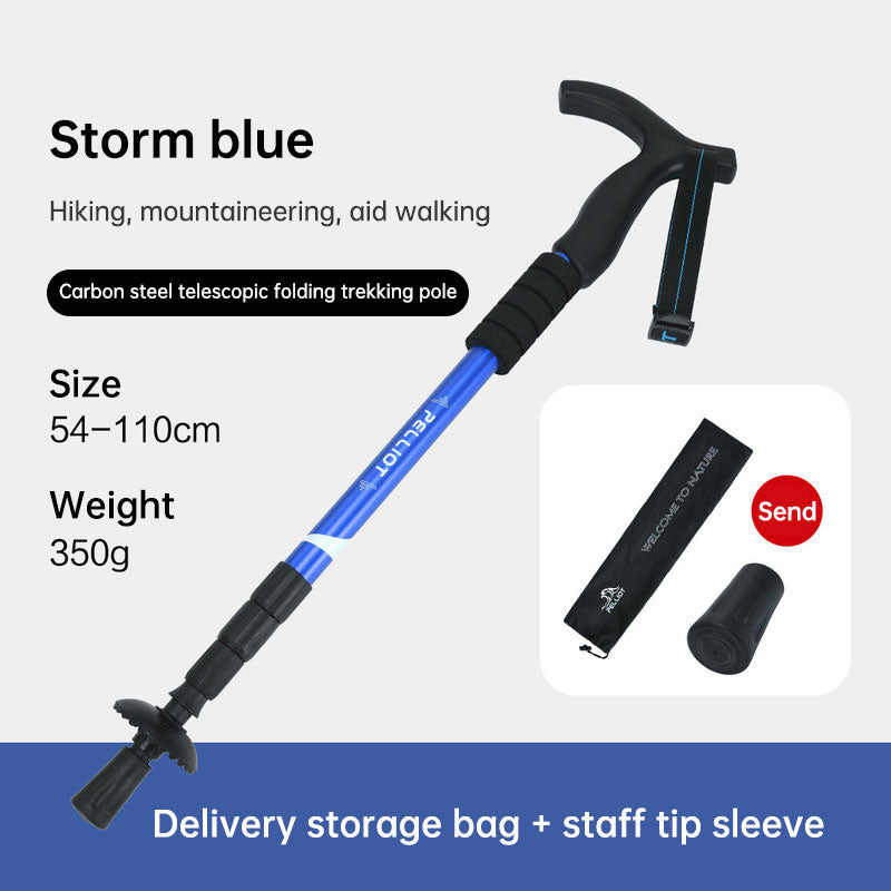 Outdoor telescopic climbing stick aluminum alloy crutches portable walking stick portable climbing equipment - V.I.P Digital Presence