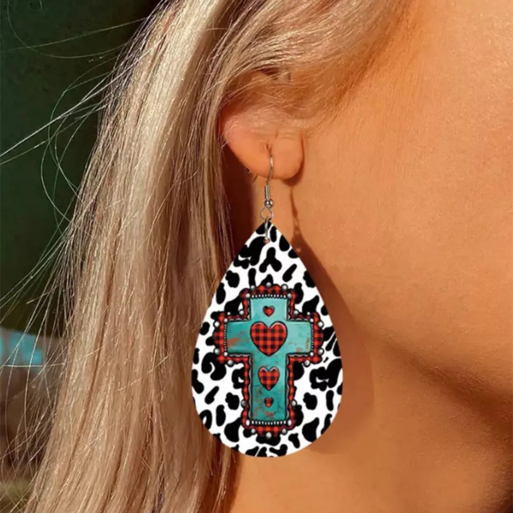 PU Leather Iron Hook Teardrop Earrings - V.I.P Digital Presence