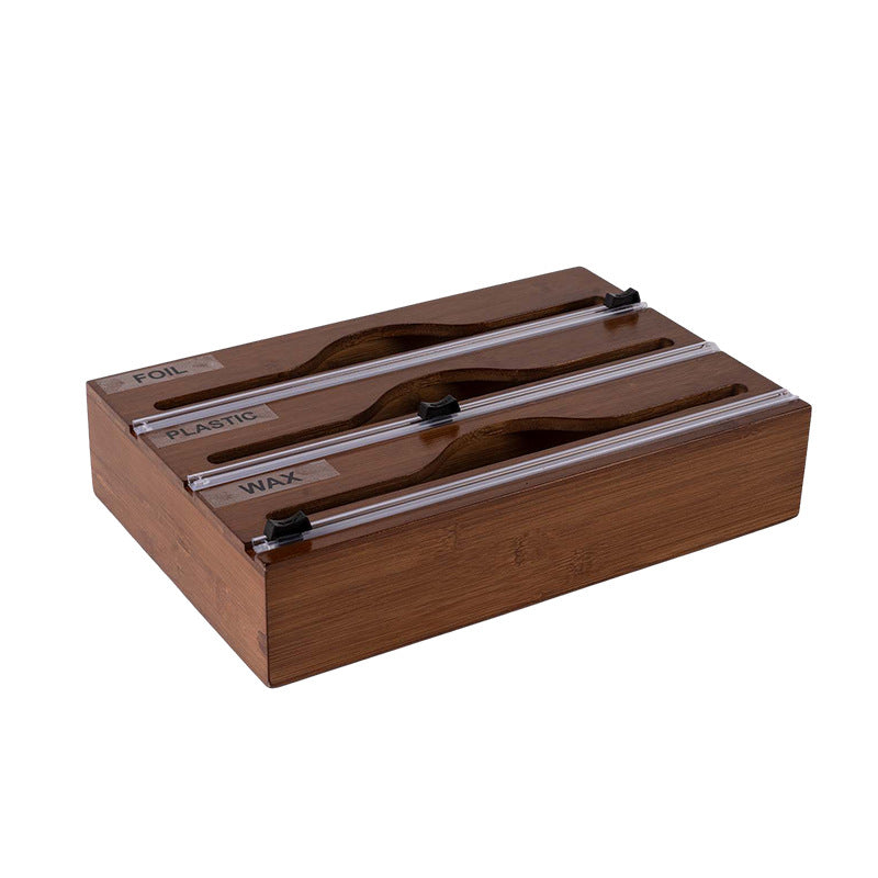 Simple wall-mounted bamboo and wood cling film cutter kitchen supplies multi-grid multi-layer scribing knife two-way cutter - V.I.P Digital Presence