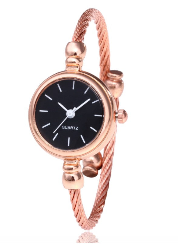 Women's Watches Bracelet Style Opening Simple Retro Art Fashion Watches Women's Fashion Quartz Watch Relogio Feminino(Rose gold belt) - V.I.P Digital Presence