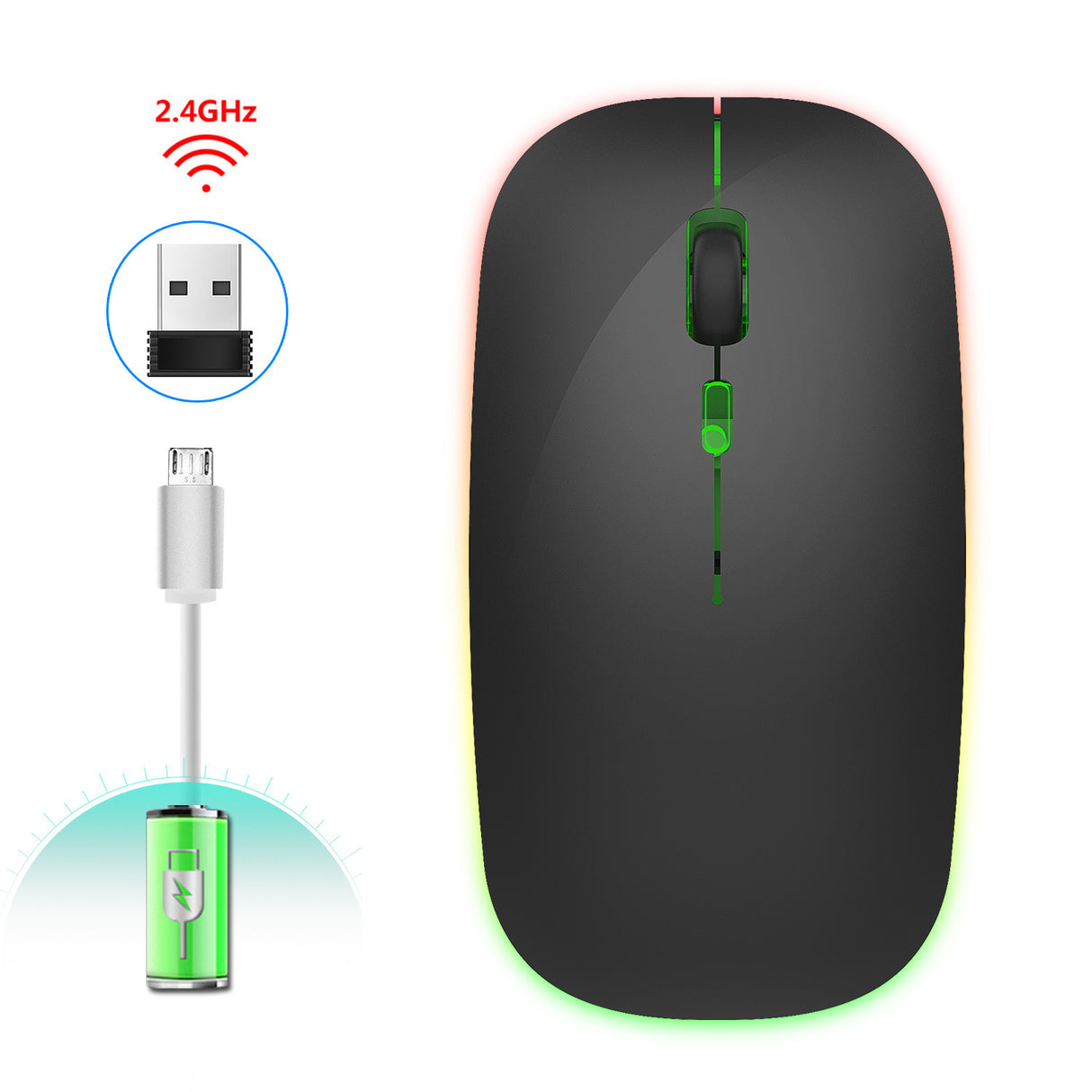 2.4G Colorful Luminous Wireless Mouse Silent Laptop Desktop Office Mouse - V.I.P Digital Presence