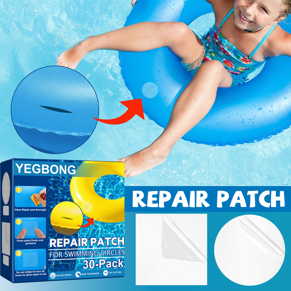 Swimming Ring Repair Repair Kit Self-Adhesive Lining Patch Swimming Ring Inflatable Pontoon Waterproof Seal - V.I.P Digital Presence