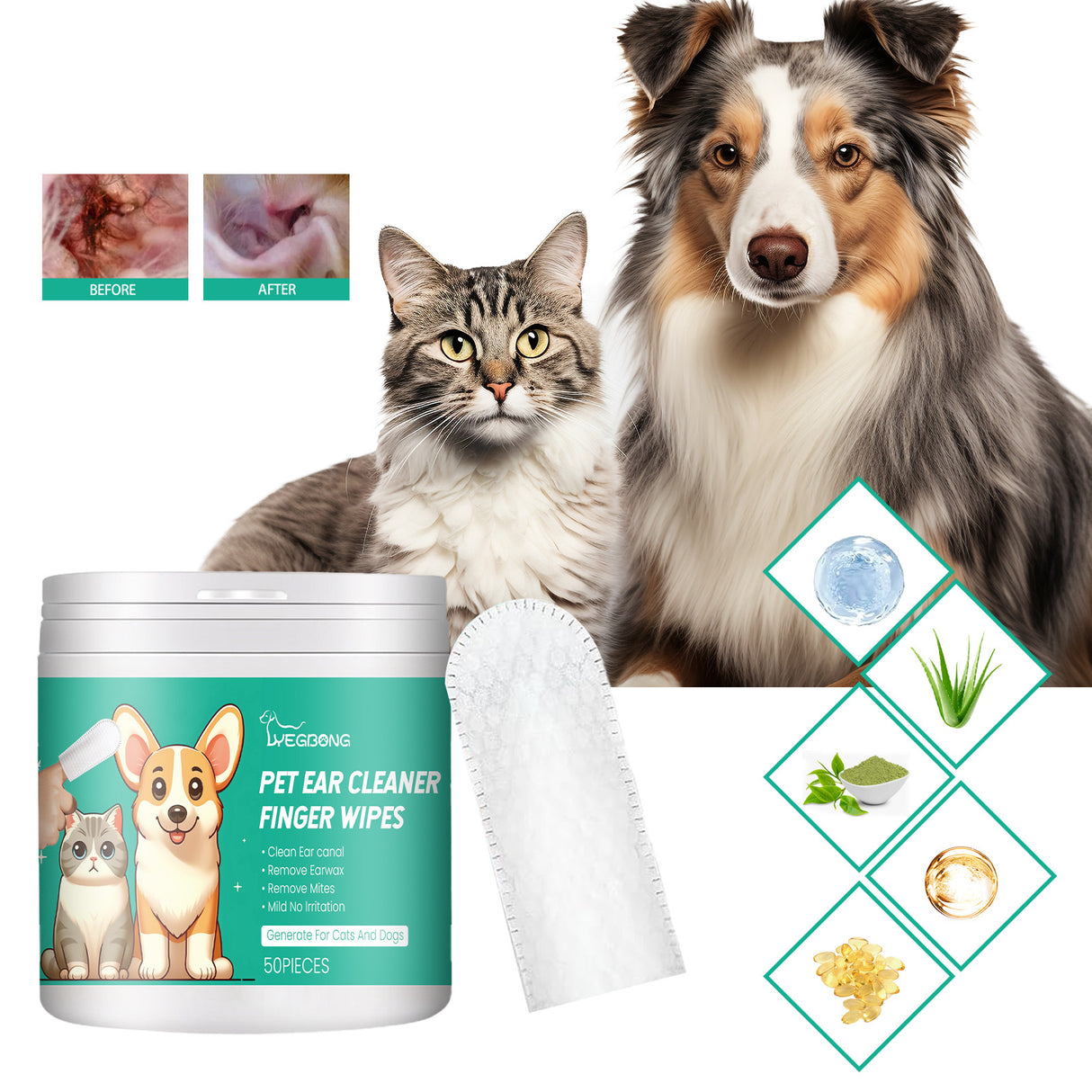 Pet Ear Cleaner Finger Wipes, Gently Clean Pet Ear Mites Ear Dirt Eye Dirt Feet Deodorize To Remove Odor - V.I.P Digital Presence