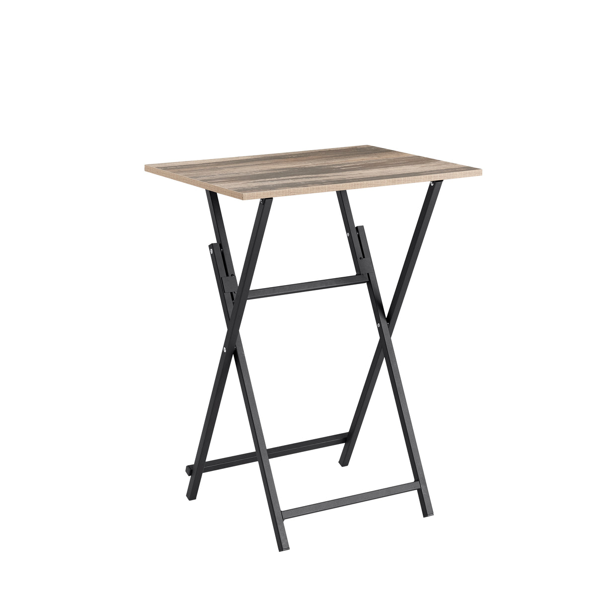 Rustic Brown and Black Single Dinning folding tray, TV Dinner Folding Tray, Industrial Side Table for Eating at Couch, Foldable