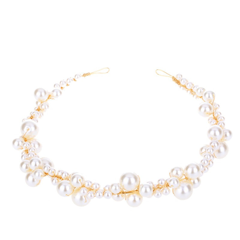 Handmade pearl twisted bead beaded soft chain headband headwear - V.I.P Digital Presence