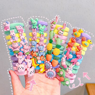 10PCS/Set Rainbow Cartoon Character Fruits Flower Nylon Elastic Hair Bands Women Girl Sweet Rubber Hair Tie Scrunchie Headwear - V.I.P Digital Presence