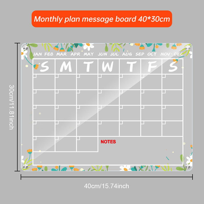 Acrylic message board magnetic refrigerator sticker household erasable calendar transparent note display board - V.I.P Digital Presence