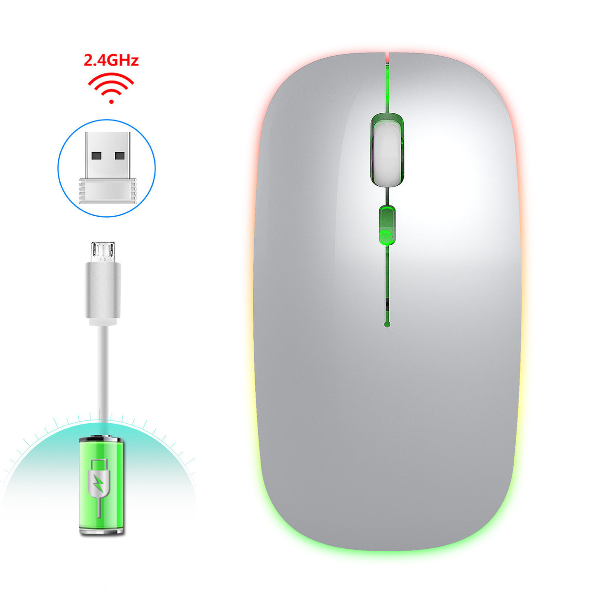 2.4G Colorful Luminous Wireless Mouse Silent Laptop Desktop Office Mouse - V.I.P Digital Presence