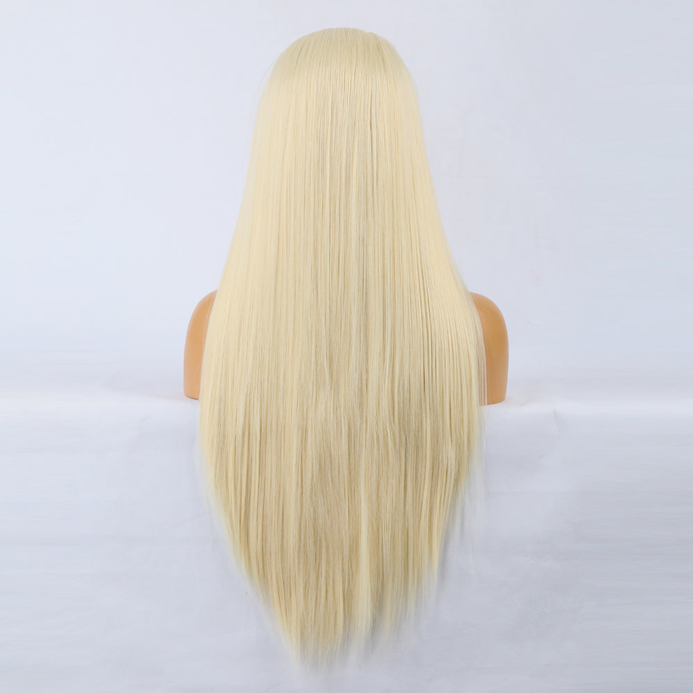 Natural Realistic Wig 613# Chemical Fiber Front Lace Long Straight Hair Matte High Temperature Silk Headgear - V.I.P Digital Presence