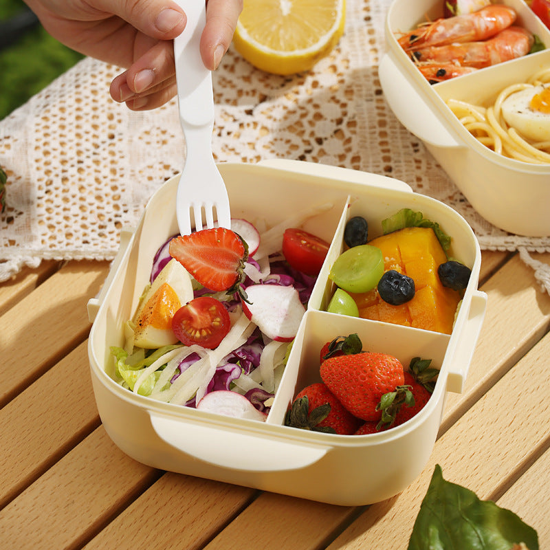 Microwaveable portable fresh-keeping lunch box with compartments and cutlery - V.I.P Digital Presence