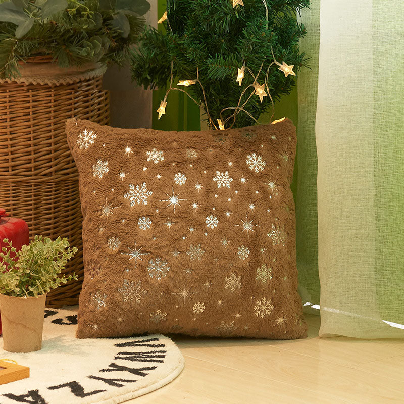 Christmas Snowflake Plush Hot Silver Sofa Pillowcase (excluding core) Home Pillow Cover - V.I.P Digital Presence
