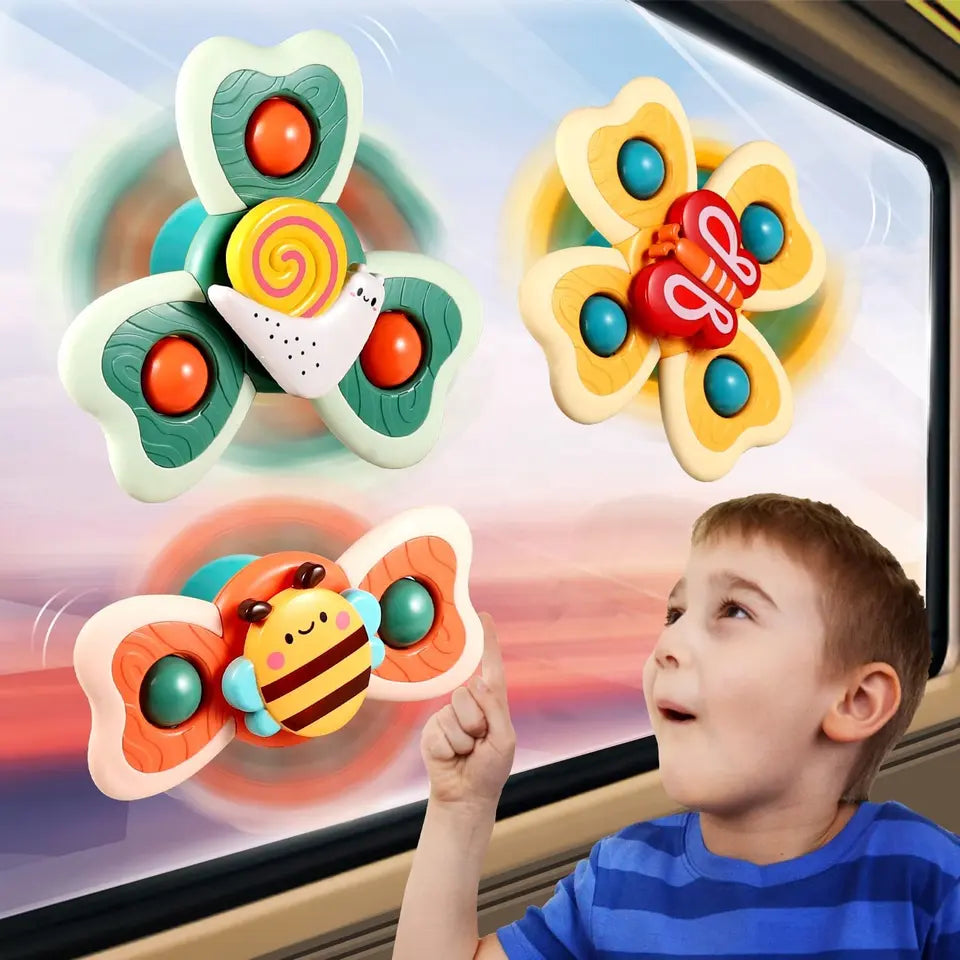 3pcs cartoon baby bath toy bee butterfly snail insect cute rotating fidget spinner toy with suction cup for kids gifts wholesale - V.I.P Digital Presence