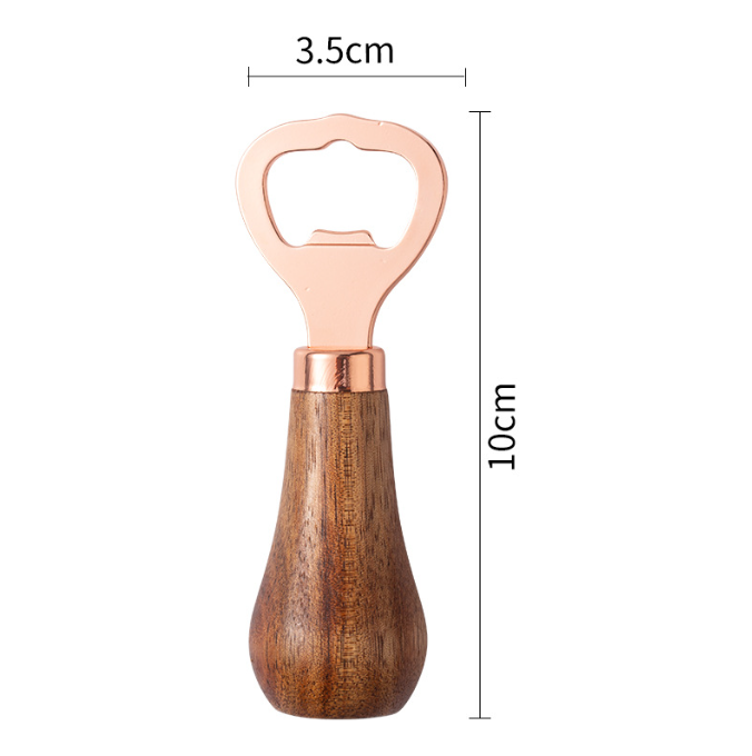 Stainless Steel Beer Bottle Opener with Wood Handle, Kitchen Tools, Anniversary Wedding Gift Rose Gold - V.I.P Digital Presence