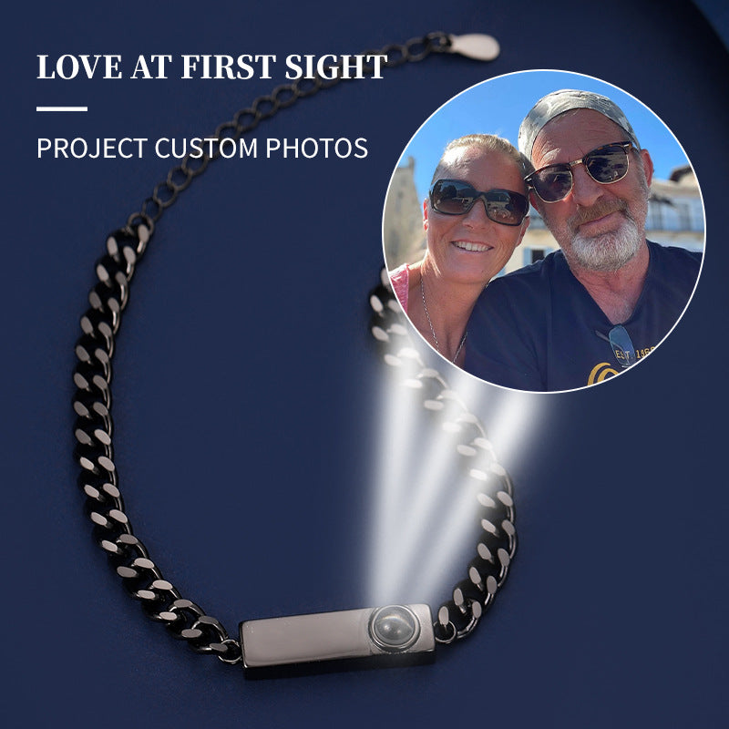 Couple bracelet with 100 different voices I love you engraved high-definition color photo projection bracelet - V.I.P Digital Presence
