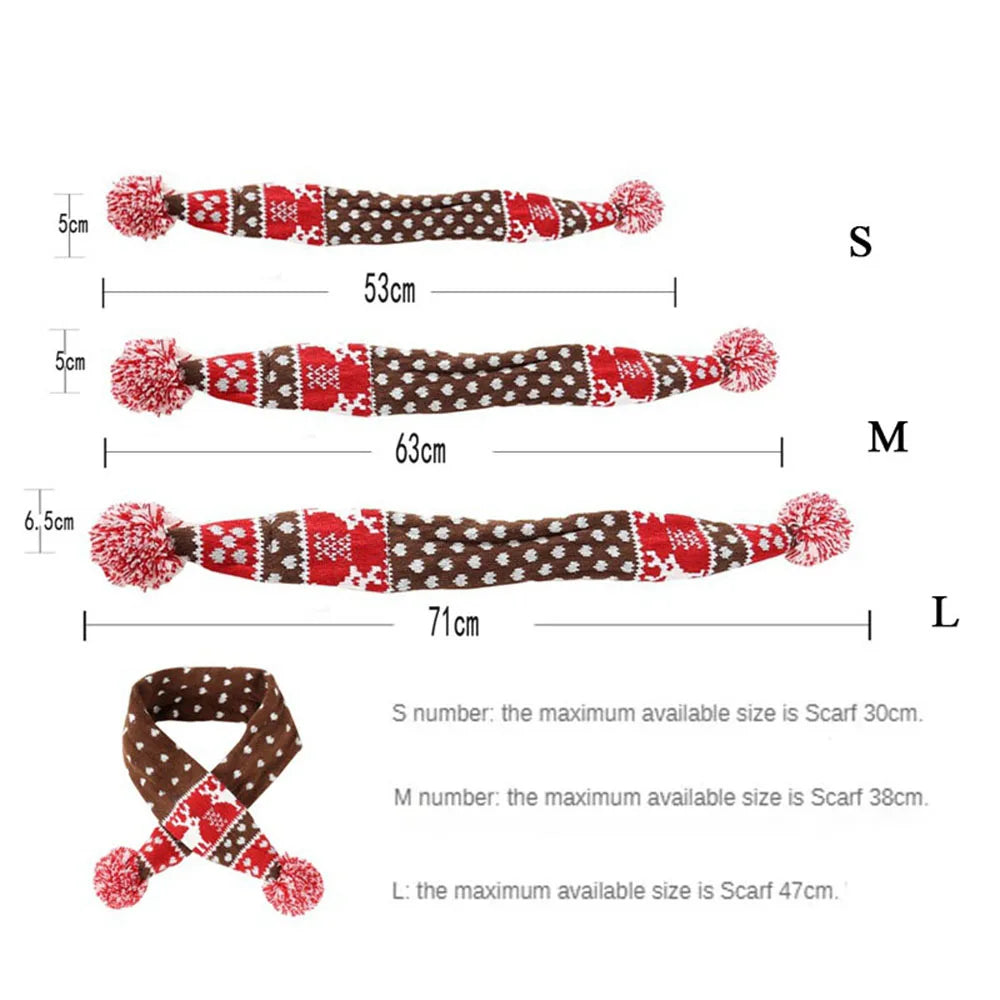 Christmas Dog Scarf Knitted Elk Scarf Striped Hair Ball Pet Scarf Outdoor Winter Warm Cat Dog Scarves Puppy Collar Pet Supplies - V.I.P Digital Presence
