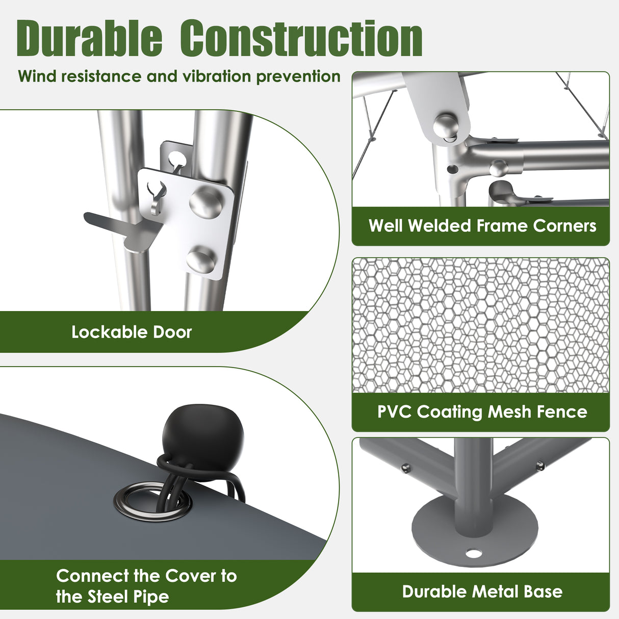 Metal chicken cage, three support steel wire impregnated mesh cage, Oxford cloth silver plated waterproof and UV resistant - V.I.P Digital Presence