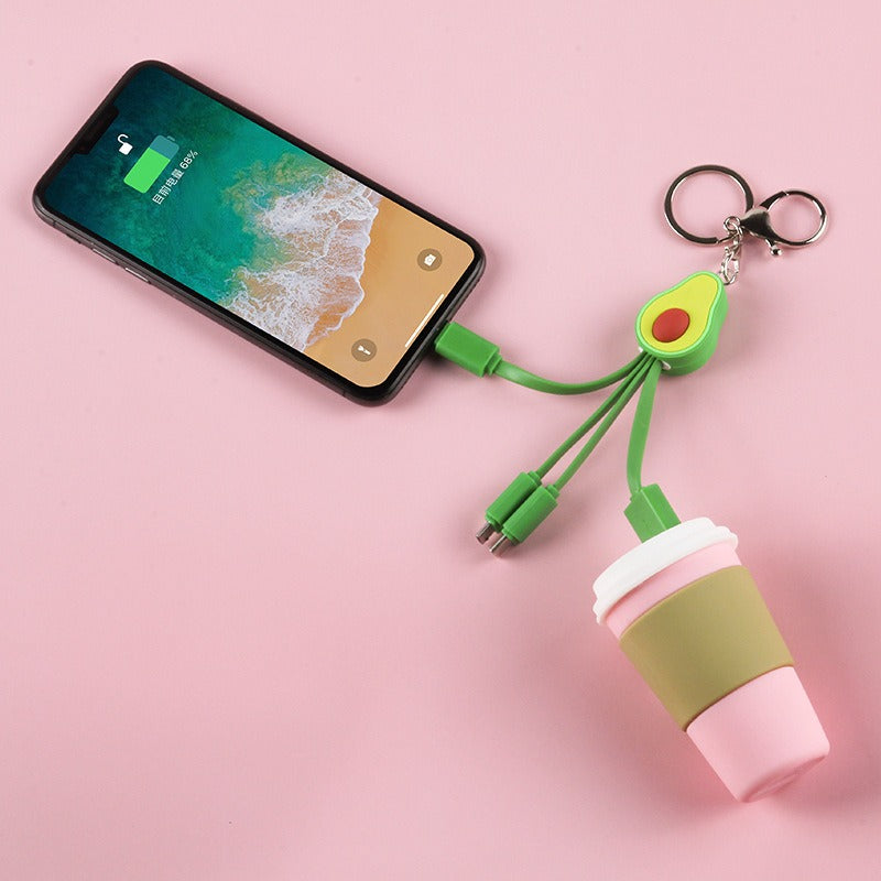 Little Fresh Cartoon Data Cable Avocado Phone Data Cable Cute Girl One to Three Fruit Fast Charging Cable - V.I.P Digital Presence