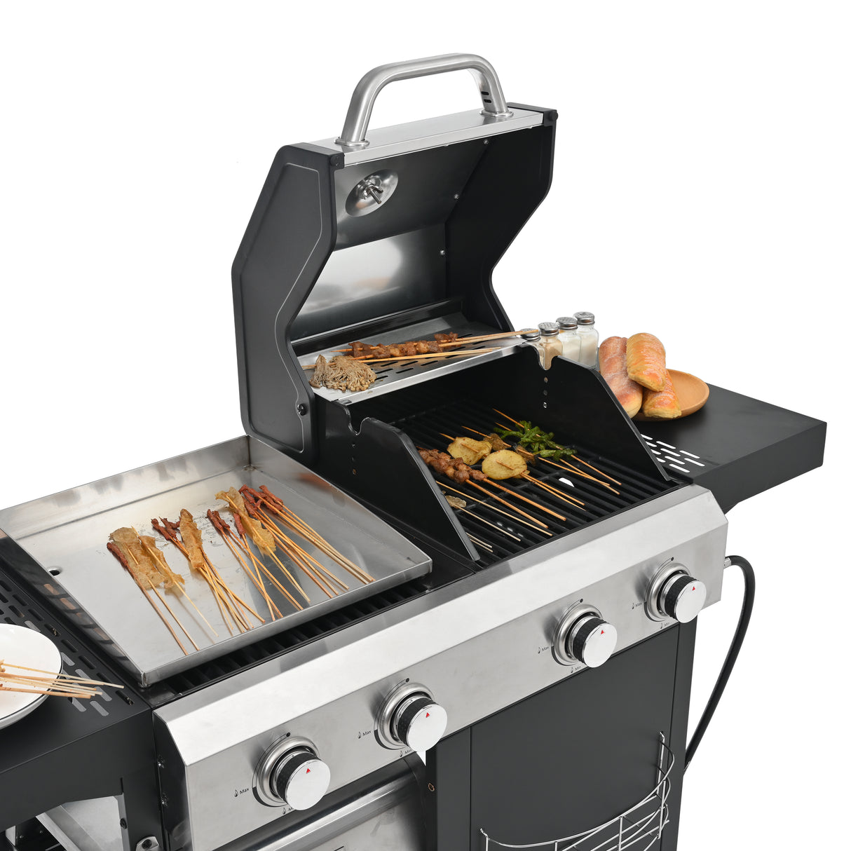 2+2 multifunctional gas barbecue grill and covered grill combination for outdoor cooking - barbecue, barbecue, pizza. - V.I.P Digital Presence