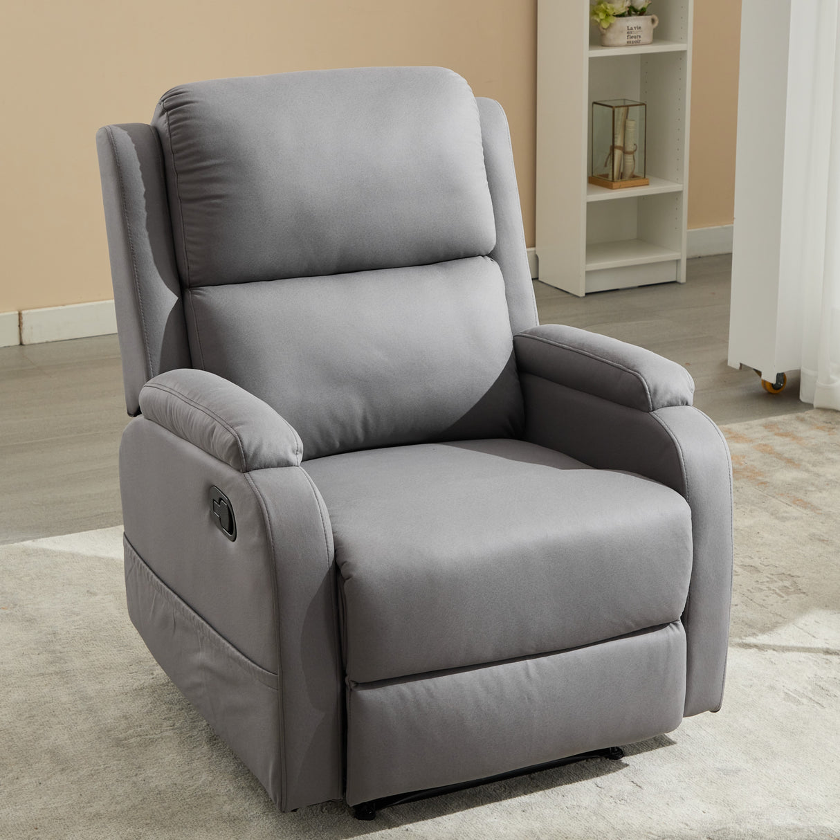 PU leather recliner massage chair with adjustable leg positions at the back, easy to reach side buttons - gray - V.I.P Digital Presence