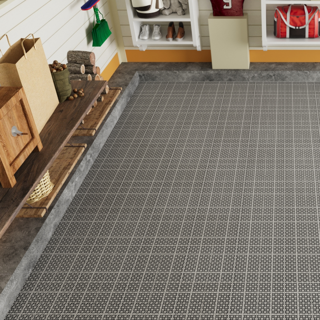 12 x 12 inch gray interlocking deck tiles, plastic waterproof, weighing up to 6613 pounds, with a rose pattern pack of 12 - V.I.P Digital Presence