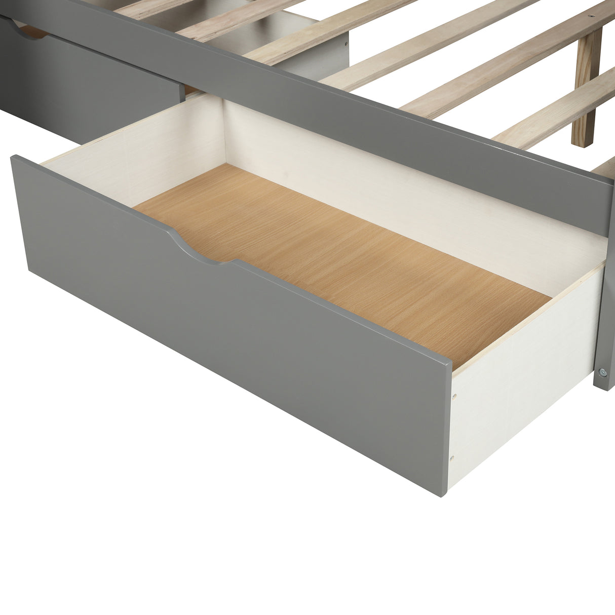 Twin over Full Bunk Bed with Drawers Storage and Slide Multifunction Gray