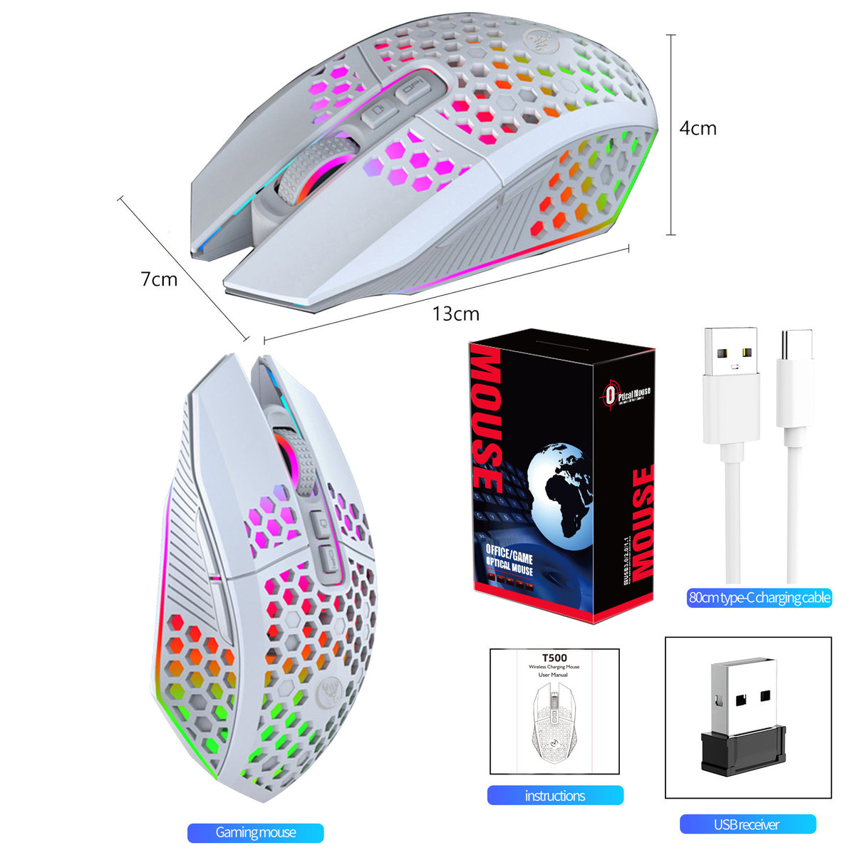 Lightweight hollow hole mouse, wireless rechargeable gaming light emitting computer, laptop, office mouse - V.I.P Digital Presence
